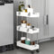 Slim Storage Cart, 3 Tier Mobile Shelving Unit Organizer, Slide Out Rolling Utility Cart Shelf Rack for Kitchen Bathroom Laundry Room Narrow Places, Plastic & Stainless Steel, White