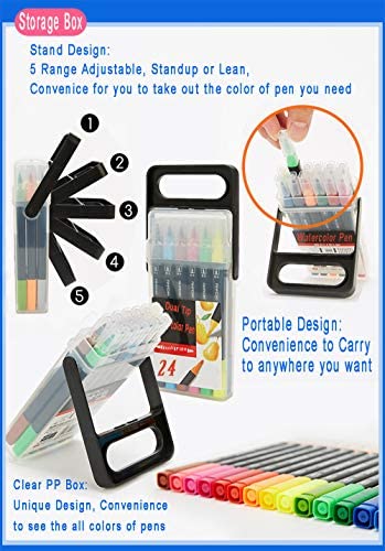 Kekelele Dual Tip Markers for Kids, Washable Markers Set, Art Markers with Stand Portable Box, Gift For Kids (24 Colours)
