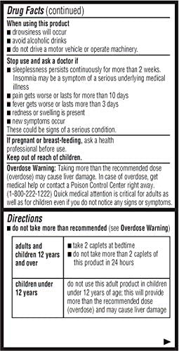 ValuMeds PM Pain Reliever and Nighttime Sleep Aid (375-Caplets) Acetaminophen 500mg | Fast-Acting Relief for Headaches, Minor Aches | Non-Habit Forming