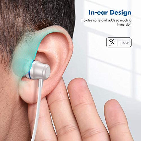 KIWI design Noise-Isolating in-Ear Headphones Compatible with Quest 2 / Rift S Accessories, Earphones with Custom Silicone Earbuds Caps (White)