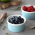 DOWAN 4 oz Ramekins - Ramekins for Creme Brulee Souffle, Porcelain Ramekins Oven Safe, Mason Style Embossed Ramekins Bowls Ramekins for Baking, Set of 6, Blue