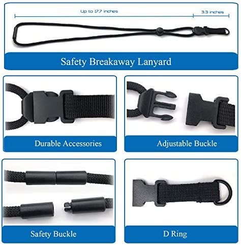 Jineasy ID Breakaway Lanyard Hard Plastic ID Badge Card Holder with Heavy Duty Retractable Badge Reel (Black)