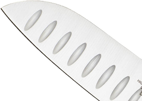 Mercer Culinary Millennia Colors Blue Handle, 7-Inch Granton Edge, Santoku Knife