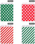 Kolewo4ever 100 pieces Christmas Treat Bags Christmas Goodies Bags, Kraft Holiday Gift Bags Red Green Candy Buffet Paper Bags Xmas Holiday Party Favor Goody Bags