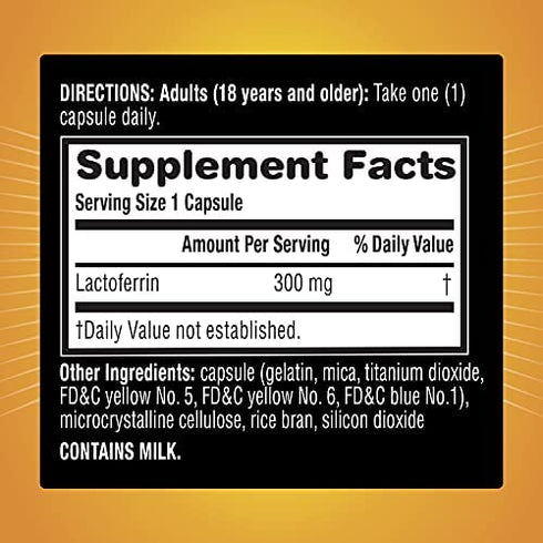 Airborne Gold 300mg Lactoferrin Capsules, Immune Support Lactoferrin Supplement - Helps Support The Body's Natural Defenses with Protein Found In The Immune System, 60 Capsules