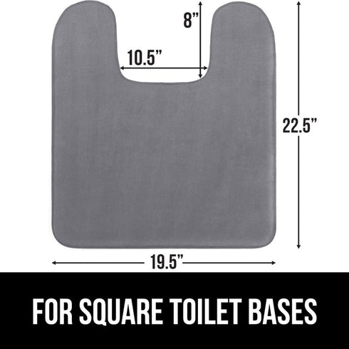 Gorilla Grip Thick Memory Foam Bathroom Rug for Toilet Base, Soft Absorbent Velvet Topside Floor Mats, Square Shape Contour Mat, Machine Wash, Cushioned Luxury Rugs for Bath Room, 22.5x19.5, Graphite