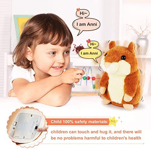 KIZZYEA Talking Hamster - Repeats What You Say Talking Hamsters - Interactive Stuffed Plush Animal Talking Toy, Early Educational Toy, Fun Gift for Boys & Girls
