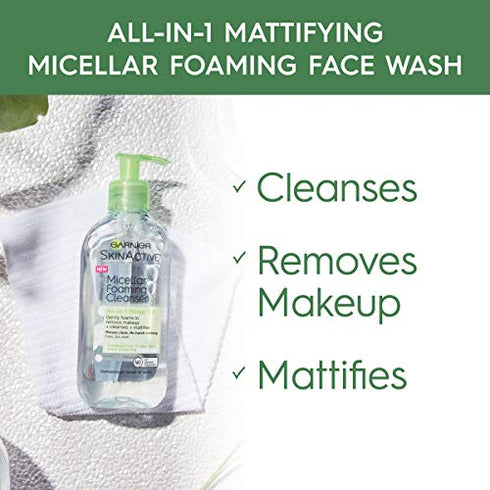 Garnier SkinActive Micellar Foaming Face Wash, For Oily Skin, 6.7 fl oz