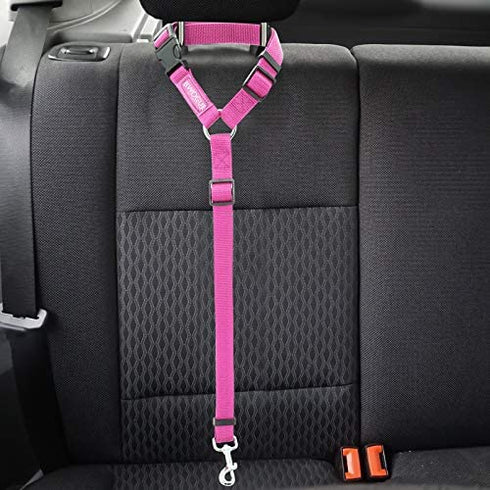 BWOGUE 2 Packs Dog Cat Safety Seat Belt Strap Car Headrest Restraint Adjustable Nylon Fabric Dog Restraints Vehicle Seatbelts Harness