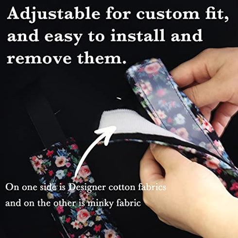 Baby Car Seat Belt Covers for Boys and Girls, Car Seat Straps Shoulder Pads, Soft Car Seat Neck Cover, Minky Seat Belt Protectors for Car Seats, Floral Stroller Strap Cover for Baby Kids
