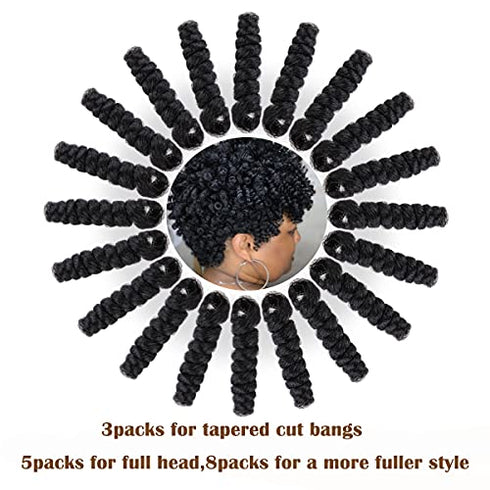 MIMAN 3Packs 10 Inch Short Crochet Hair Braiding 8MM Bouncy Carrie Curls Crochet Hair for Women Synthetic Braiding Hair (Natural black #1B)