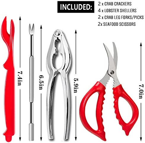 10 Pcs Seafood Tools Set - Crab Lobster Crackers Stainless Steel Forks Opener Shellfish Lobster Crab Leg Sheller Seafood Scissors