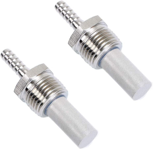 Joywayus 2pcs 0.5 Micron Home Brew Aeration Stone Inline Oxygenation Stainless Steel Diffusion Stone 1/2" NPT Carbonation Stone 1/4" Barb