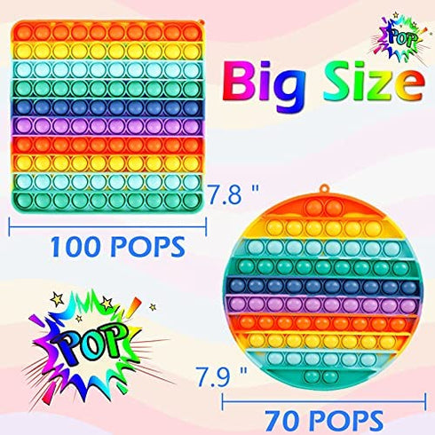 Jumbo Pop Toy 2 Packs Giant Popper Sensory Toys Huge Pops Huge Large Mega Popet Bulk Big Push It Gifts for Kids Toddler Girls Boys Stress Anxiety Relief Party Favor Stuffers