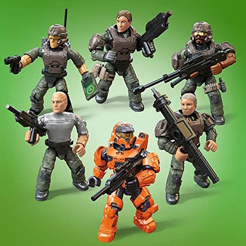 Mega Construx Halo UNSC Marine Platoon Pack Construction Set, Building Toys for Kids , Brown