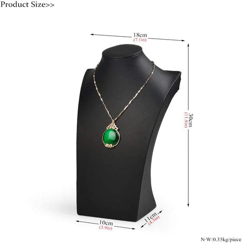 Oirlv Black Jewelry Display Bust Leather Necklace Display Stand for Show?H11.8inch?