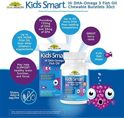Bioglan Kids Smart Omega 3 Fish Oil, 30 Chewable Burstlets