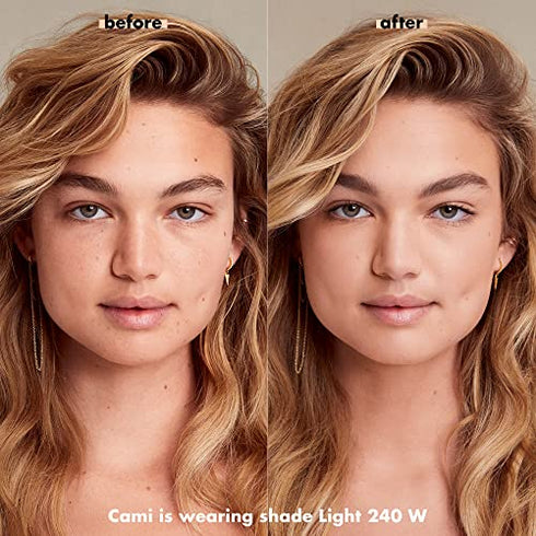 e.l.f. Camo Powder Foundation, Lightweight, Primer-Infused Buildable & Long-Lasting Medium-to-Full Coverage Foundation, Light 240 W