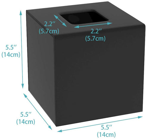HIIMIEI Acrylic Tissue Box Cover 5.4x5.4x5.4'' Tissue Holder Napkin Dispenser for Home Office Restaurant-Black
