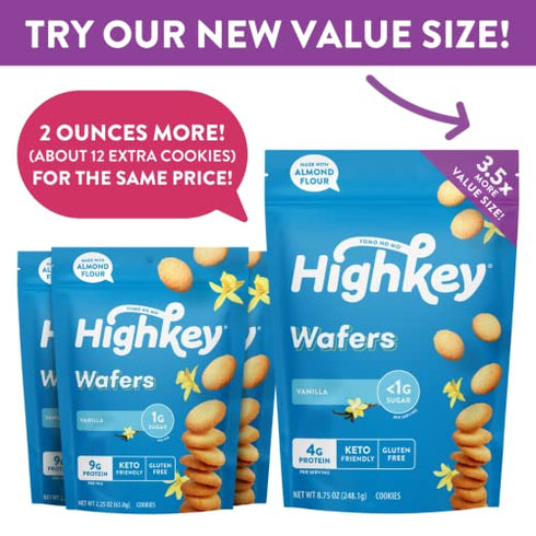 HighKey Gluten Free Vanilla Wafer Cookies - 3 Pack Low Carb Keto Snack Sugar Free Dessert Diabetic Snacks Healthy Diet Friendly Food Sweet for Adults Almond Flour Cookie Zero Sugar Added Protein Treat