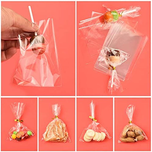 320Pcs Cake Pop Sticks and Wrappers, Lollipop Sticks Cake Pop Bags with Metallic Twist Ties Bow, for Making Lollipops Cookies Candies Chocolates
