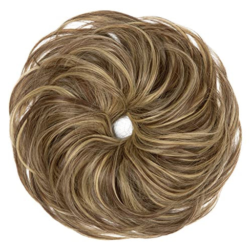CJL HAIR Messy Bun Hair Piece Straight Fake Bun Short Ponytail Extension Instant Updo Donut Chignons Elastic Hairpiece for Women