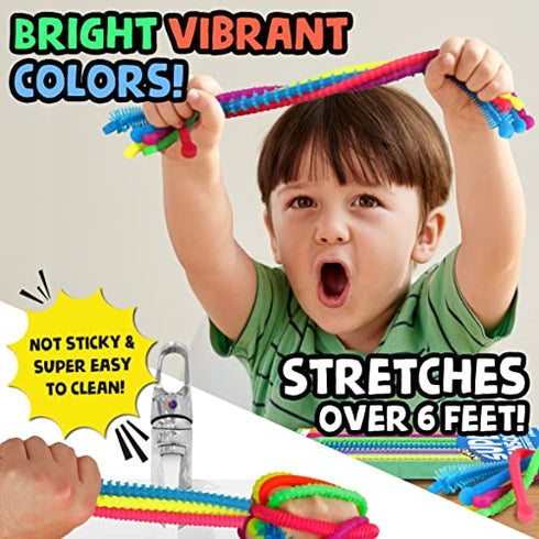 BUNMO Super Sensory Stretchy Strings 6pk | Calming & Textured Monkey Noodles | Sensory Toys for Autistic Children | Stress Relief & Anxiety Toys for Kids