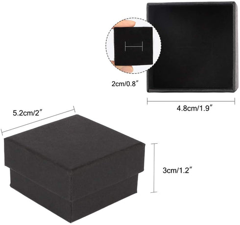 Dedoot Ring Earring Gift Boxes 30 Pieces Small Kraft Jewelry Box 2x2x1.2 Inch Square Cardboard Jewelry Gift Box with Velvet Cushion, Black