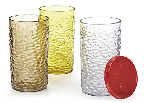 G.E.T. Heavy-Duty Shatterproof Plastic Pebbled Tumbler, 16 Ounce, Smoke (Set of 4)