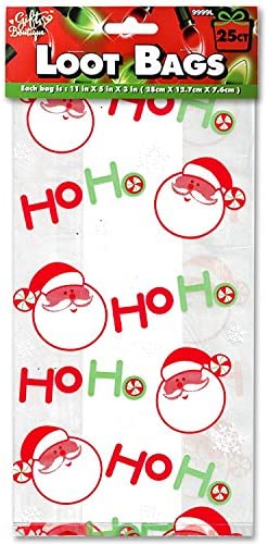 Christmas Gift Bags for Holiday Gifts - Cellophane Goodie Treat and Party Favor Bag with Twist Ties (150 Pack)
