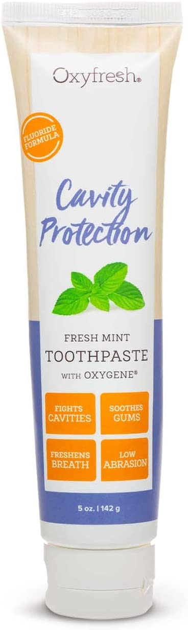 Premium Oxyfresh Cavity Protection – Fresh Mint Fluoride Toothpaste – Low Abrasion Anticavity Toothpaste for Sensitive Teeth – Remineralizing Enamel Repair to Prevent Tartar & Cavities | 5oz