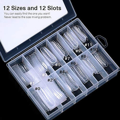 Modelones Poly Extension Gel Dual Nail Forms - Poly Nail Gel Forms 120pcs Clear Nail Extension Tips Set Nails Enhancement Thickening Acrylic False Nails Manicure Tool 12 Sizes Trendy Nail Art Design Salon DIY at Home