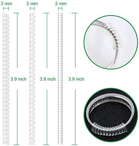 Anpro 15 Pack Ring Size Adjuster- with 3 Sizes Clear Ring Sizer Resizer Fit for Loose Rings-Spiral Silicone Tightener Set with Polishing Cloth(Please See The Below Picture for The Steps)