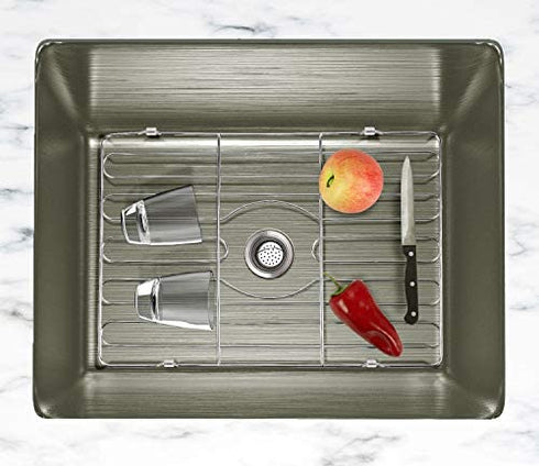 IZLIF Medium Inside Sink Protectors Rust-Resistant Stainless Steel Kitchen Sink Drainer Dish Rack,17.75 x 12.4 Inch