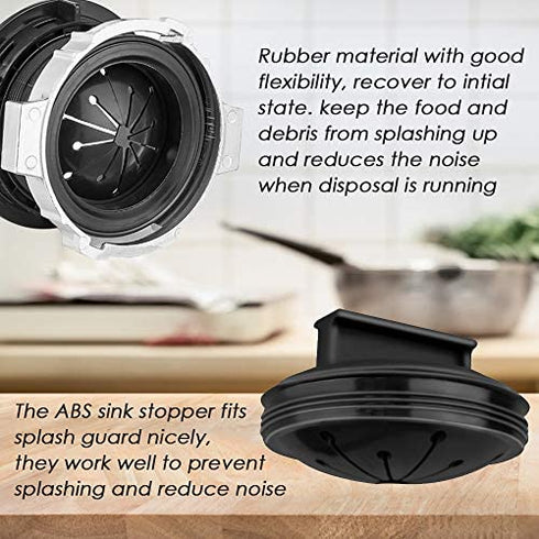 3 Pcs Garbage Disposal Splash Guard & 1 Disposer Stopper with 2 Hair Drain Clog Remover, AIFUDA Replacement Waste Food Disposer Accessories Drain Plugs for Kitchen