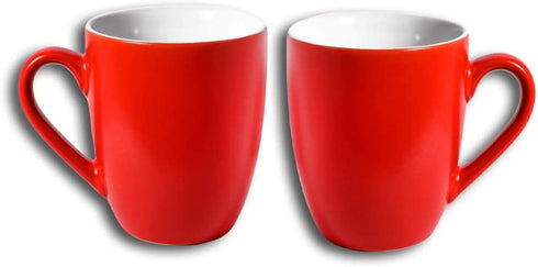 Homvare Porcelain Coffee Mug, Suitable for Both Hot and Cold Beverage Dishwasher and Microwave Safe, 10 oz - Red - 2 Pack