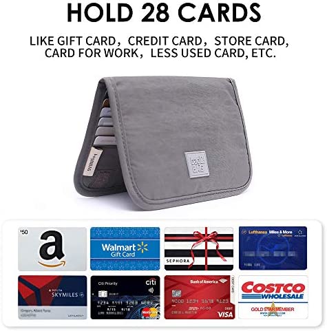 iN. Slim credit card holder wallet, Gift card display case, Minimalist light thin card storage case rfid blocking for men & women, with 28 slots in Grey