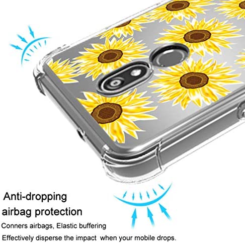 Osophter for LG Stylo 5v Case,LG Stylo 5 Case,Stylo 5 Plus Case Flower Floral for Girls Women Shock-Absorption Flexible TPU Rubber Soft Silicone Cell Phone Cases for LG Stylo 5(Sun Flower)