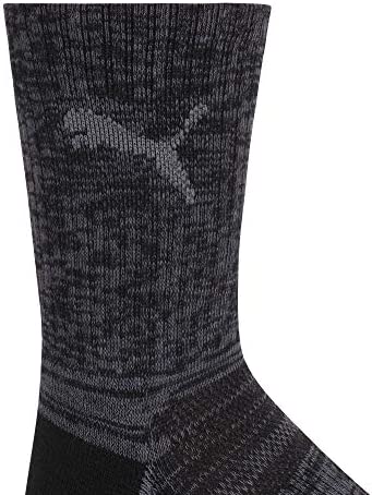 PUMA Boys' Little 6 Pack Crew Cut Socks, Black, 7-8.5