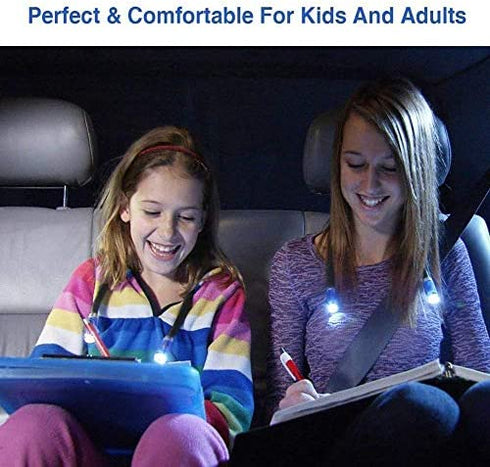 LUXNOVAQ LED Book Light Rechargeable Neck Reading Light, 4 LED Hug Light USB Knitting and Crocheting Lamp with Flexible Arm & 3 Adjustable Brightness for Bookworms Bed Reading, Blue