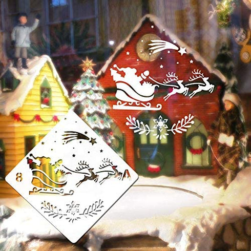 Konsait 16Pack Christmas Stencils Templates, Reusable Plastic Craft Drawing Painting Template, Xmas Stencils for Greeting Cards, Albums,Scrapbook, Notebook, Journal, Wall Art Wood, Face Cookie Decor