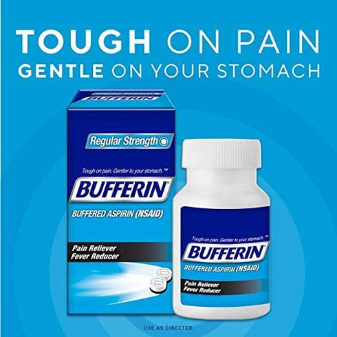 Bufferin Aspirin Pain Reliever/Fever Reducer Coated Tablets, Relieves Headache, Arthritis, Backache & Menstrual Cramps, Contains Antacids, 325mg, 130 Count (Pack of 3)