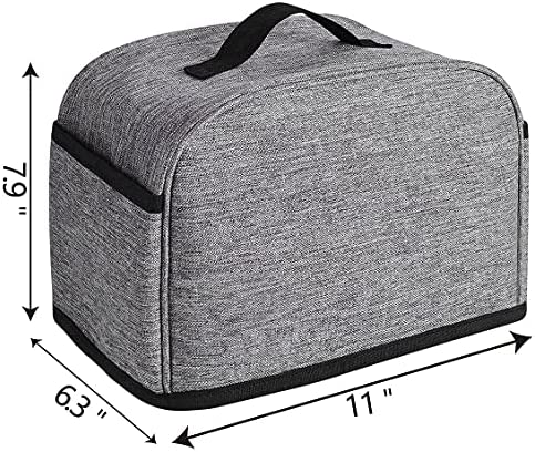 iFedio 2 Slice Toaster Cover with Two Pockets for Storing knife,Grey