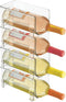 mDesign Plastic Free-Standing Wine Set Rack Storage Organizer for Kitchen Countertops, Pantry Cabinet, Fridge Organization - Holds Water Bottle and Alcohol Bottles - 4 Pack - Clear
