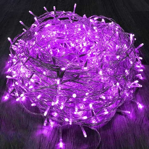 KAQ 115FT 300LED Purple String Lights Indoor/Outdoor, Waterproof Christmas Lights with 8 Modes, Clear Wire Fairy Tree Lights for Garden Patio Bedroom Wedding Xmas Decorations