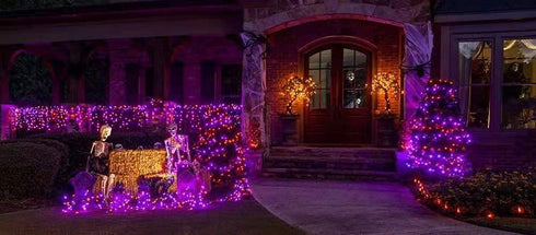 KAQ 115FT 300LED Purple String Lights Indoor/Outdoor, Waterproof Christmas Lights with 8 Modes, Clear Wire Fairy Tree Lights for Garden Patio Bedroom Wedding Xmas Decorations