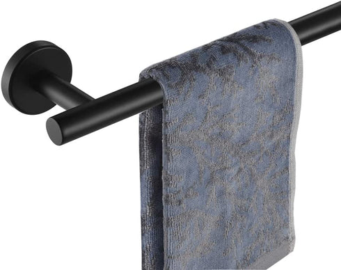 JQK Black Towel Bar, 12 Inch Stainless Steel Hand Towel Rack, Bathroom Towel Holder Matte Black Wall Mount, Total Length 15 Inch TB110L12-PB