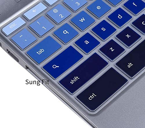 Keyboard Cover for Samsung Chromebook Plus V2 12.2"/ Samsung Chromebook 4+ 15.6" XE350XBA-K01US XE350XBA-K03US XE350XBA-K05US/Chromebook 4 11.6" XE310XBA-K01US XE310XBA-K02US, Gradual Blue