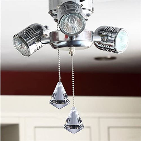 2 Pieces Pull Chain Ceiling Fan Pull Chain Ornaments Light Pull Chain Extension Decorative Crystal Pull Chain, 1 Meter Long Each Chain(Crystal Cone)