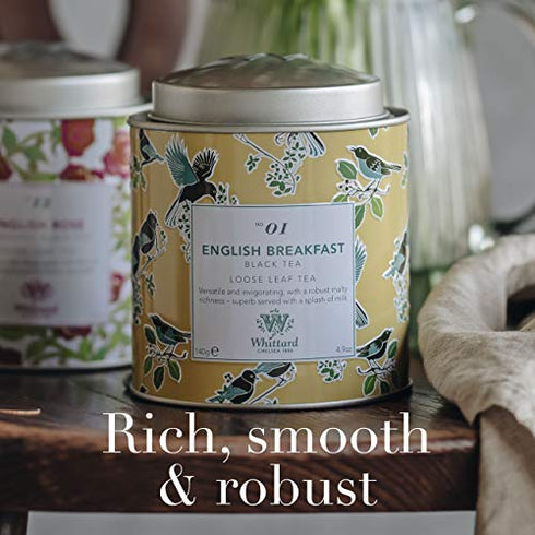 Whittard of Chelsea- Tea Discoveries English Breakfast Caddy - Black Loose Leaf Tea, Vegetarian, Vegan Friendly, Resealable Tea Tin (140g, 1ct)
